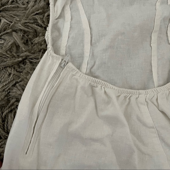 White Cutout Open Back Linen Mini Dress, XS - Picture 5 of 9
